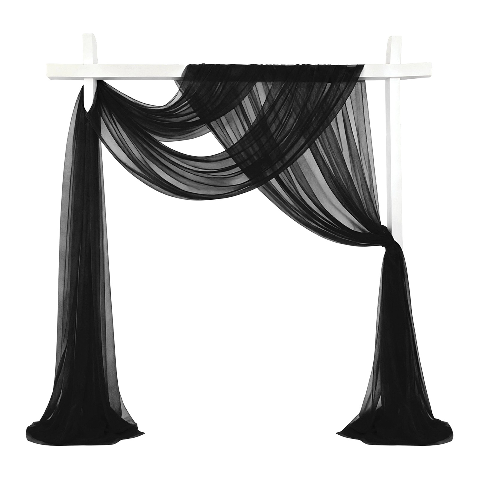 Wedding Arch Draping Fabric, 32” x 33Ft Sheer Drapes Chiffon Fabric, Black