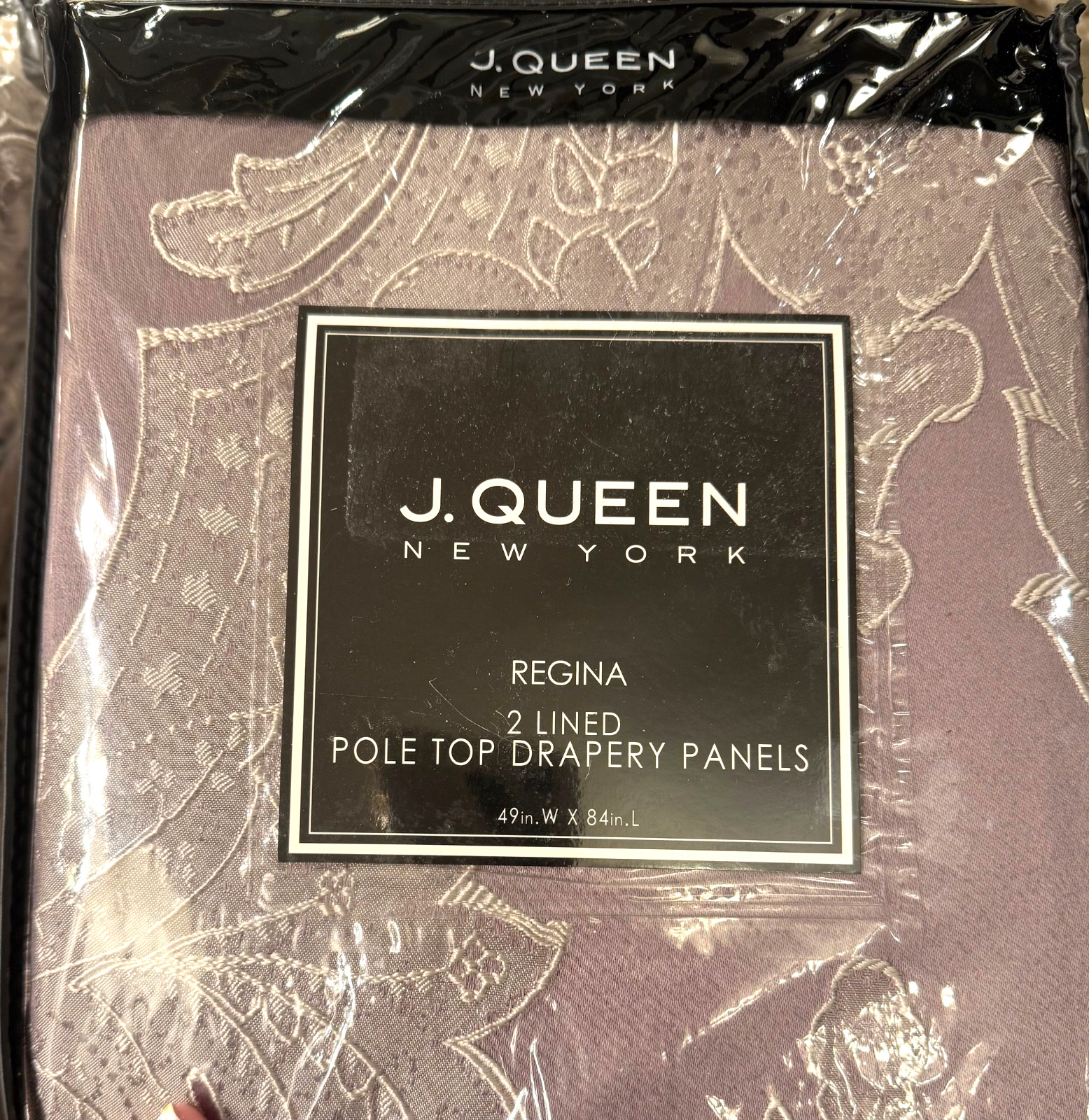 JQueen New York Regina Purple Curtains 49×84 Pair Lined Rod Pocket Drapes Luxury