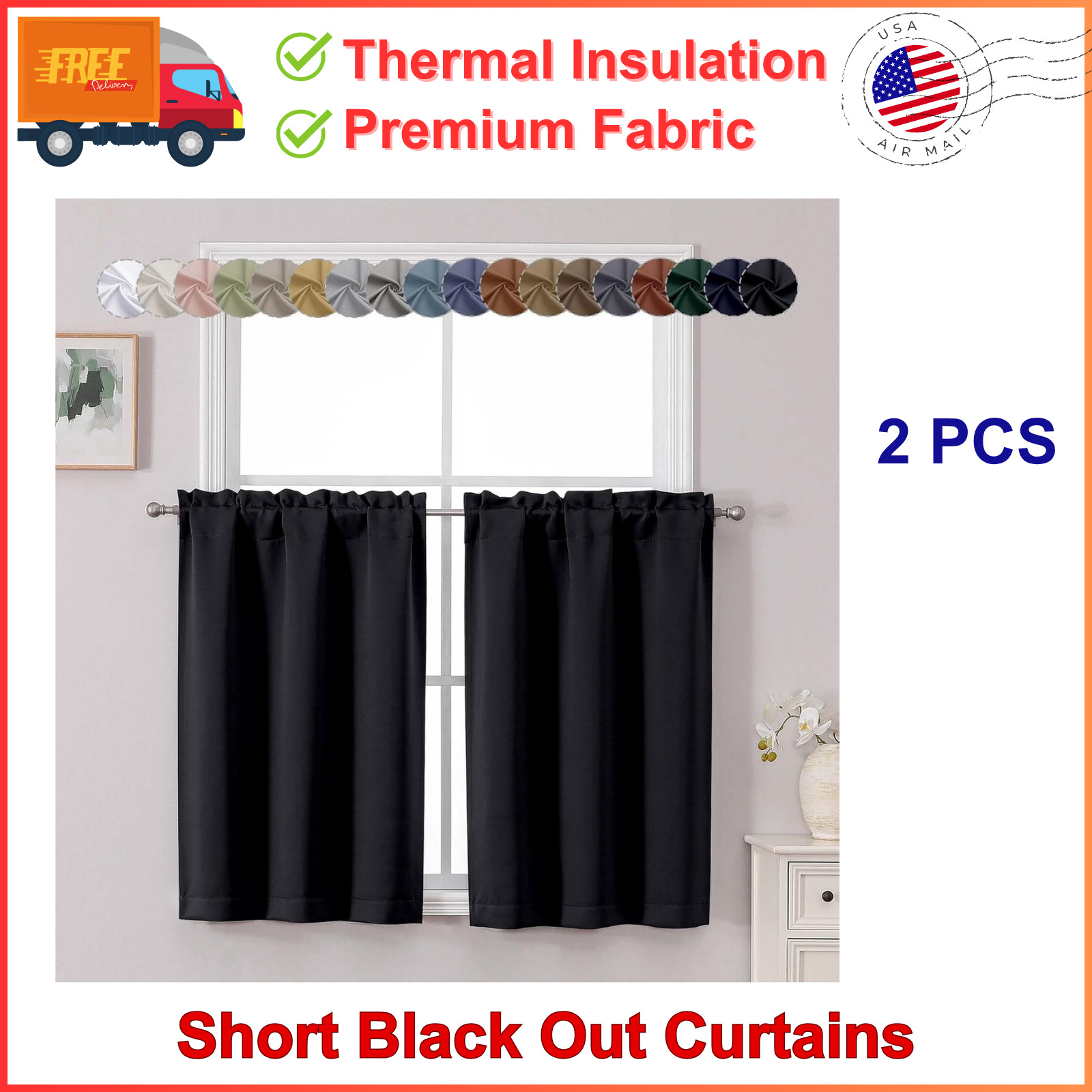 Chyhomenyc Short Black Out Curtains 36 Inch Length, Small Blackout Curtain Tier
