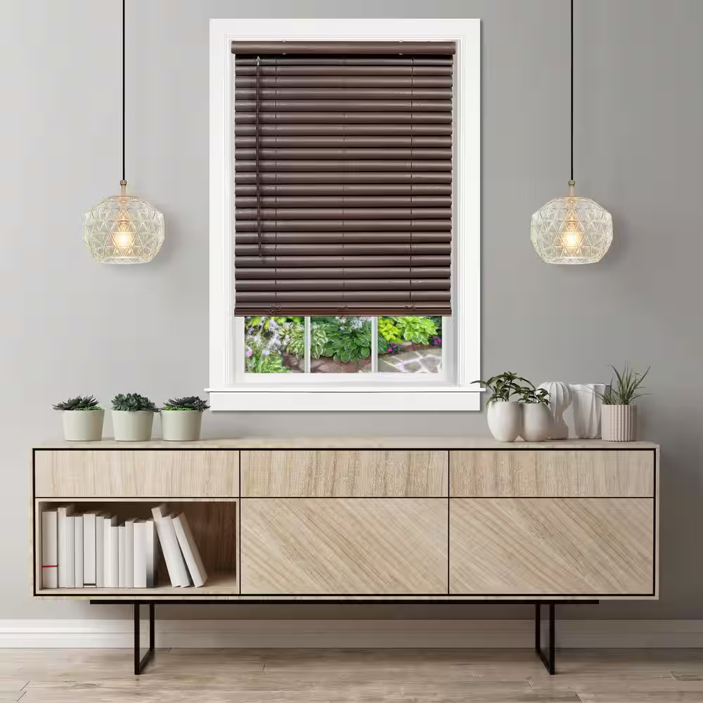 GII Luna Mahogany Cordless Light Filtering Venetian Blind with 2 In. Slats 29 In