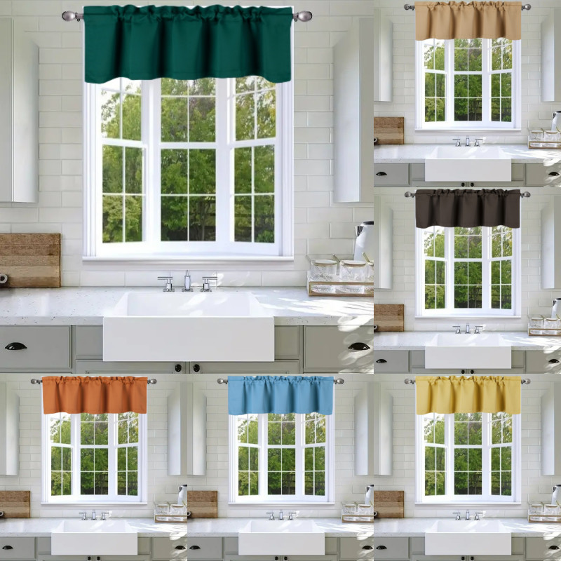 1PC BLACKOUT SMALL VALANCE WINDOW DRESSING TOPPER 54″ WX18″ L KITCHEN/BATHROOM