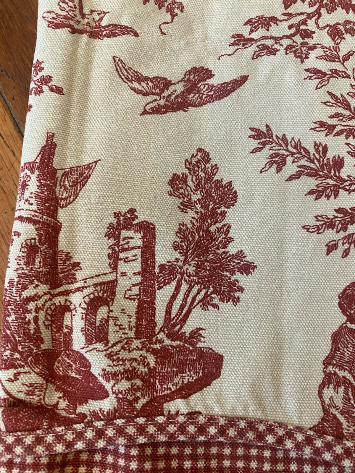 Waverly Red Toile French Country Life Valance Scalloped Layers Red Gingham