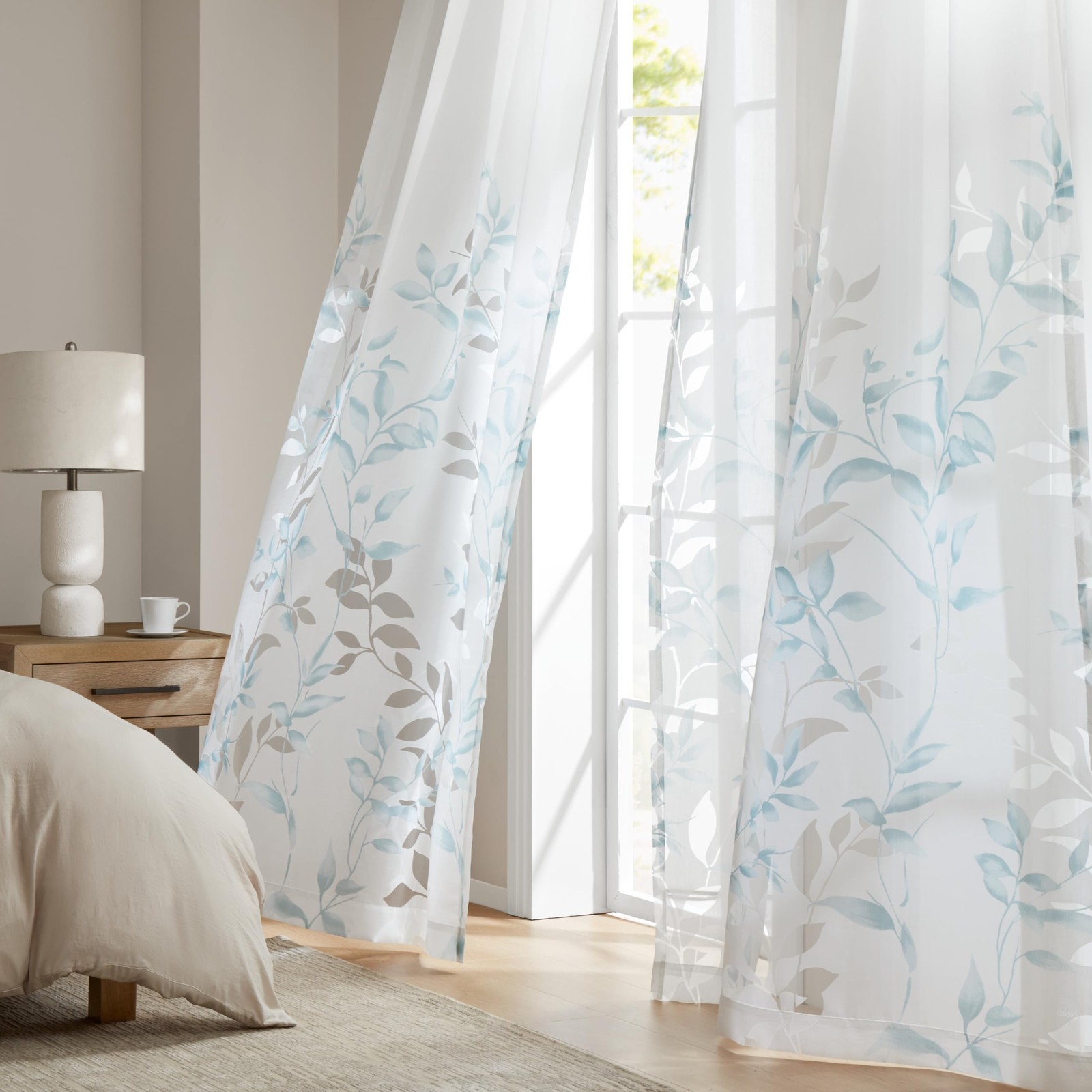 Cecily Semi Sheer Single Window Curtain, Burnout, Botanical Dr…