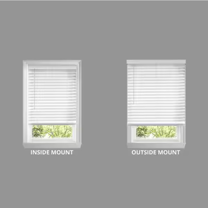 White Cordless Faux Wood Blind 2 in Slats 34.5W x 72L (Actual 34W x 72L)