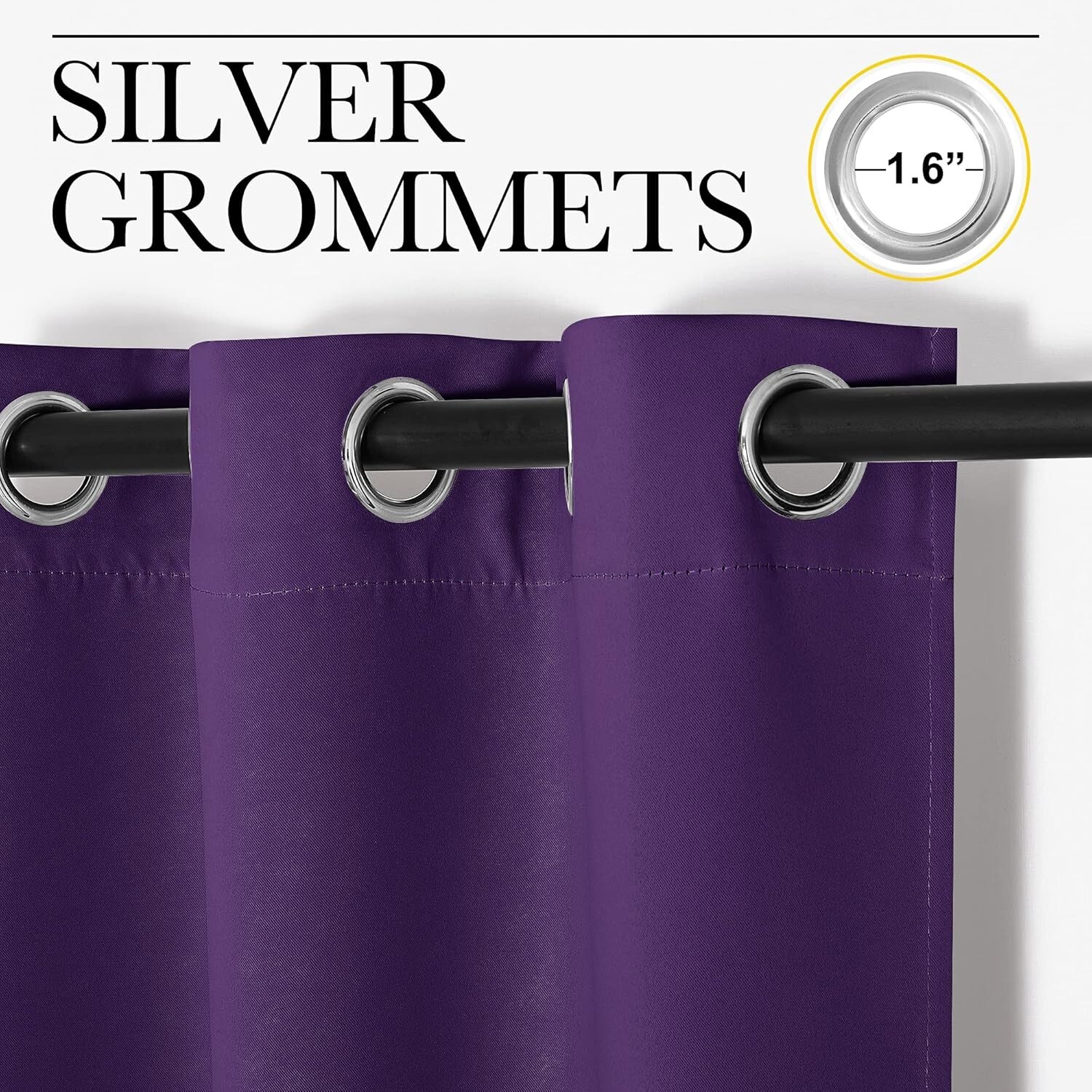 2PCS Royal Purple 84″L x 34″W Protection Privacy Darkening Curtains For Bedroom
