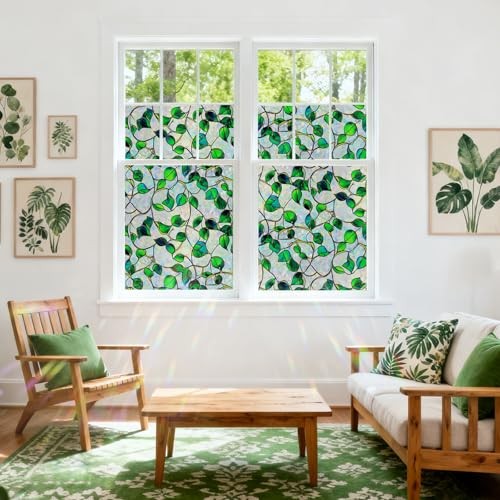 Rainbow Window Privacy Film,Heat Control,UV Blocking,Anti 17.5*78.5 Green&blue
