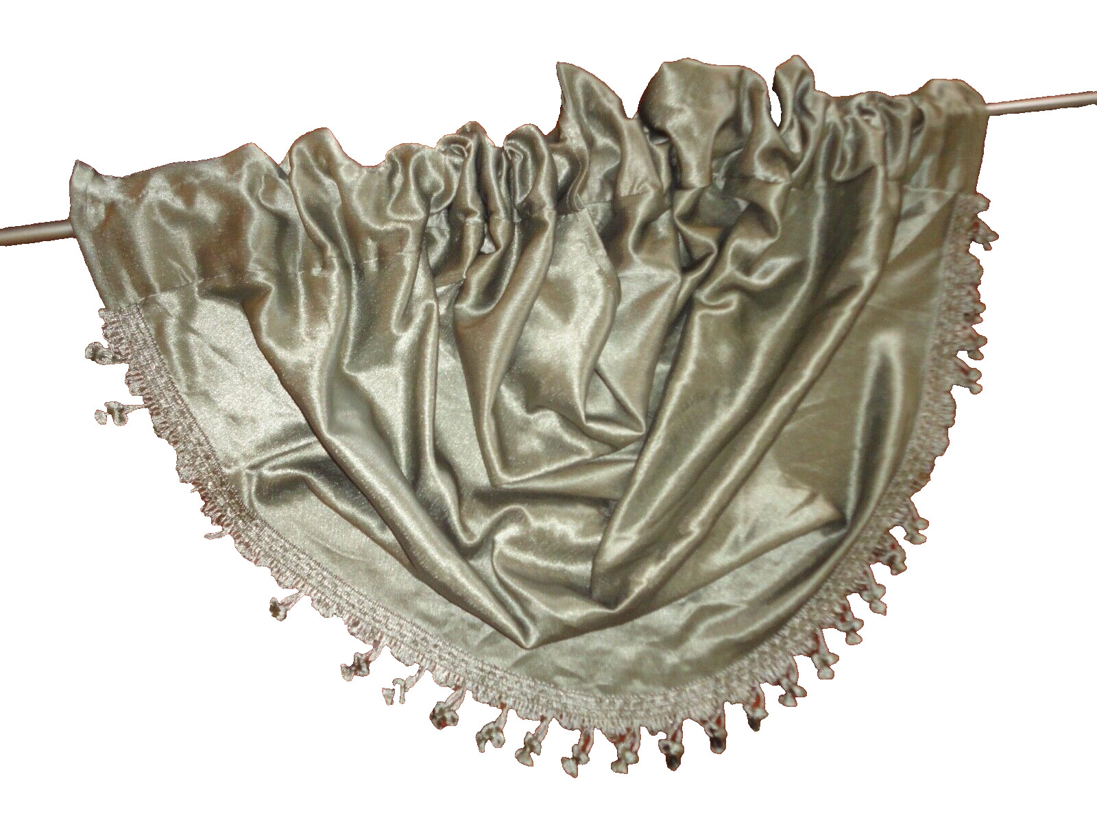 CHRIS MADDEN HILTON GREEN (1) WATERFALL SWAG VALANCE 58X38 W/BALL FRINGES