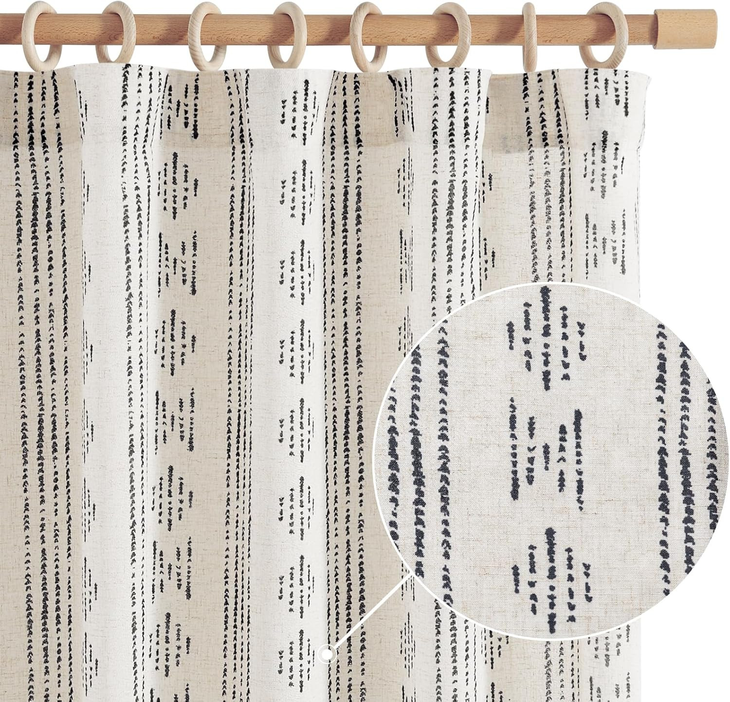 Boho Curtains for Living Room Farmhouse Black Curtains 84 Inch Length 2 Panels f