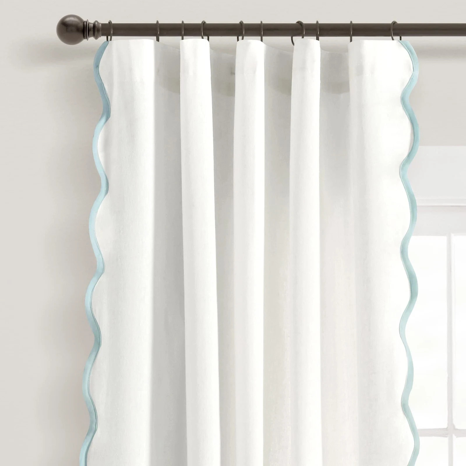 Coastal Chic Scalloped Edge Light Filtering Window Curtain Panels Pair 52″x84″