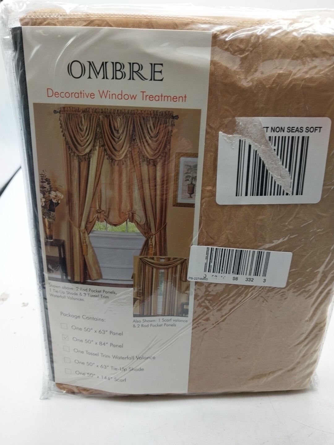 Ombre Panel Curtain 50in x 84in Sandstone Decorative Window Treatment