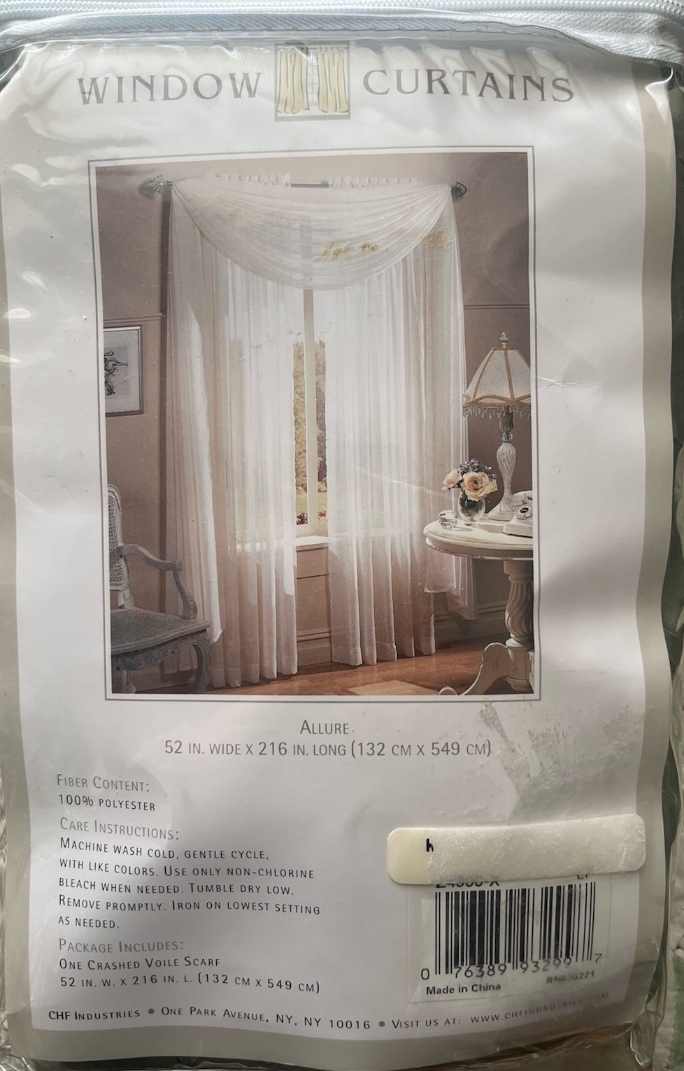 WINDOW CURTAINS ALLURE VOILE PANEL VOILE SCARF
