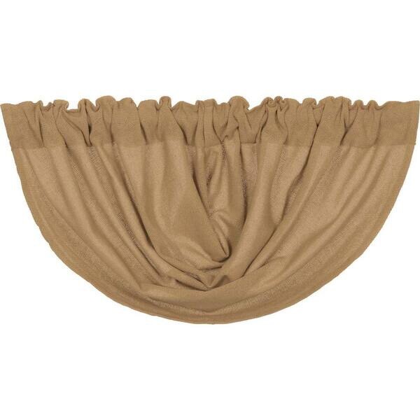 VHC Burlap 15 in. W x 60 in. L Cotton Balloon Valance in Natural Tan / Curtain