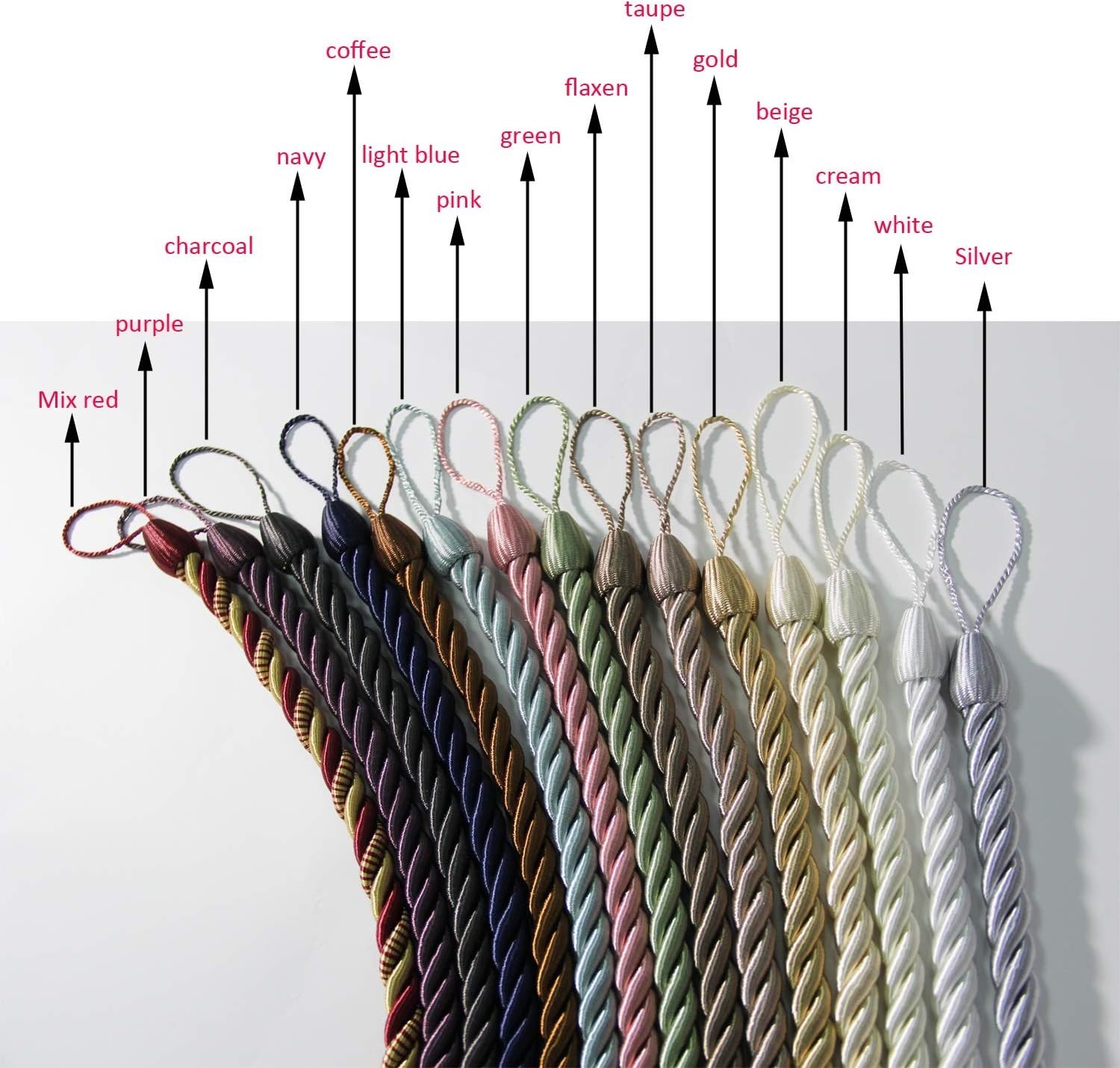 Stylish White Curtain Tiebacks with 2 Metal Screw Hooks – 2 Pack of Holdbacks