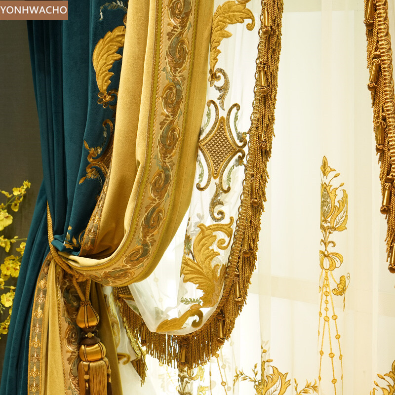 high-grade embroidery thick velvet cloth blackout curtain valance drape C407
