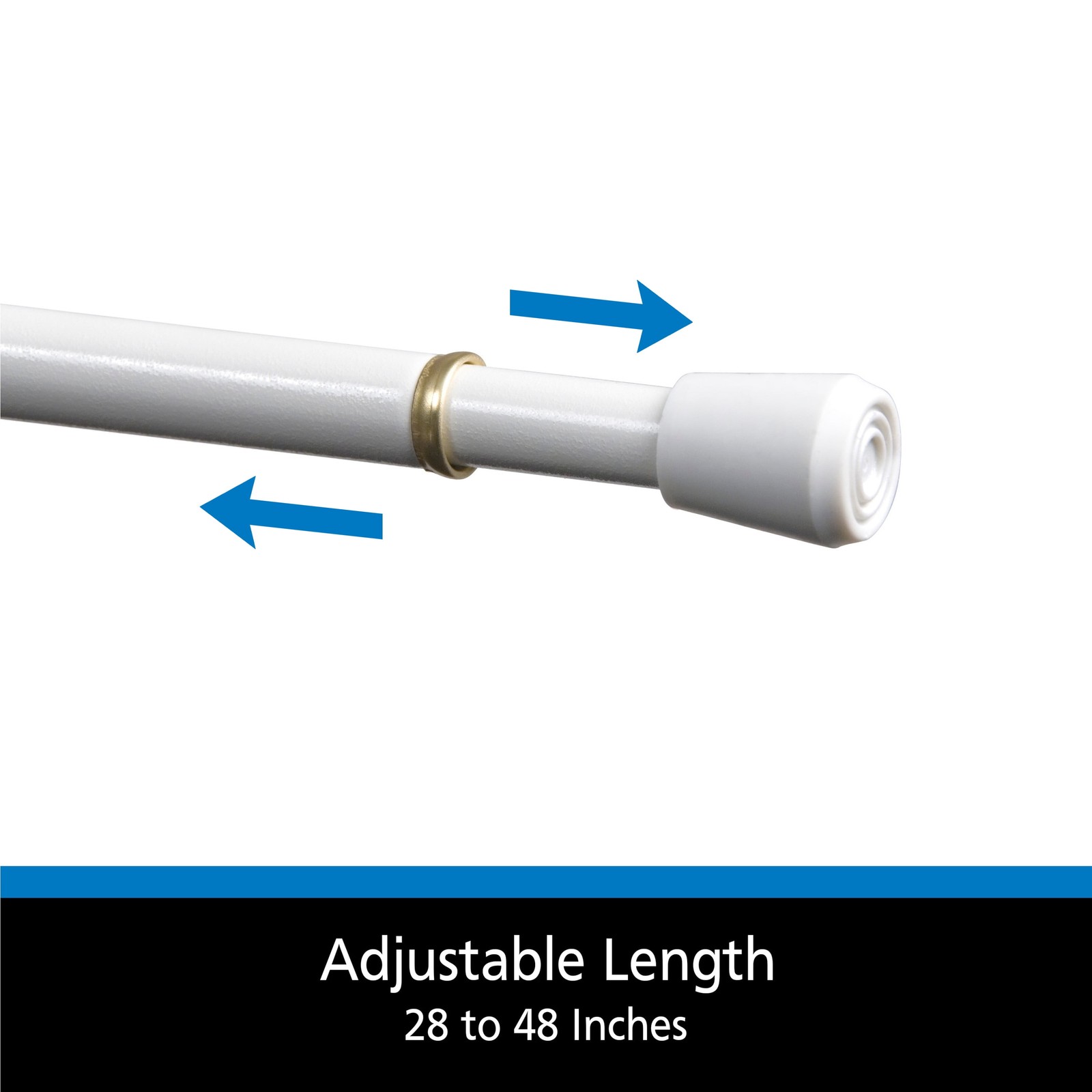(2 pack) 7/16″ Adjustable Tension Curtain Rod, 28-48″, White