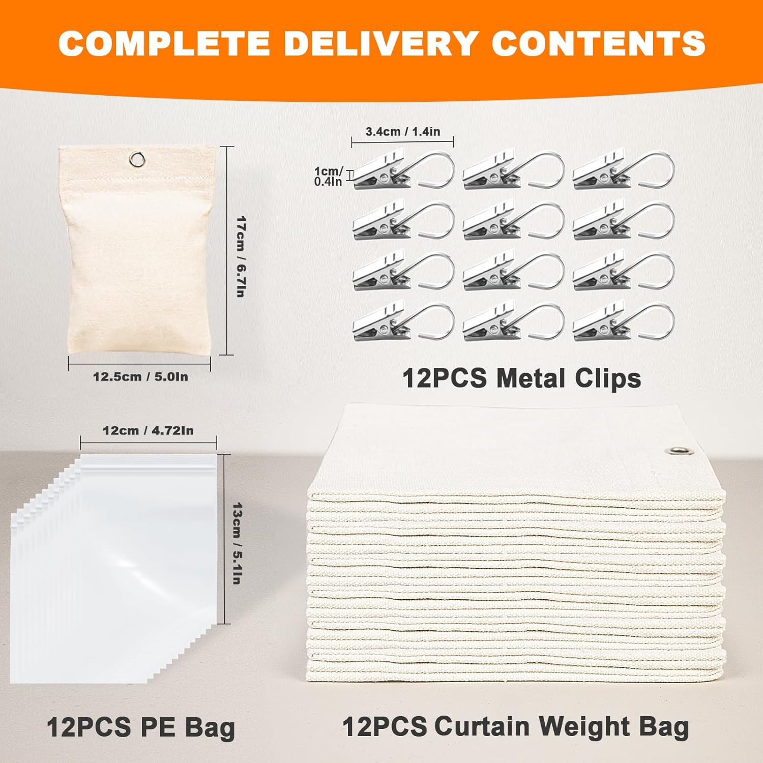 12Pack Curtain Weights, 16Oz Outdoor Curtain Weights Bag, Drapery Weighted Botto