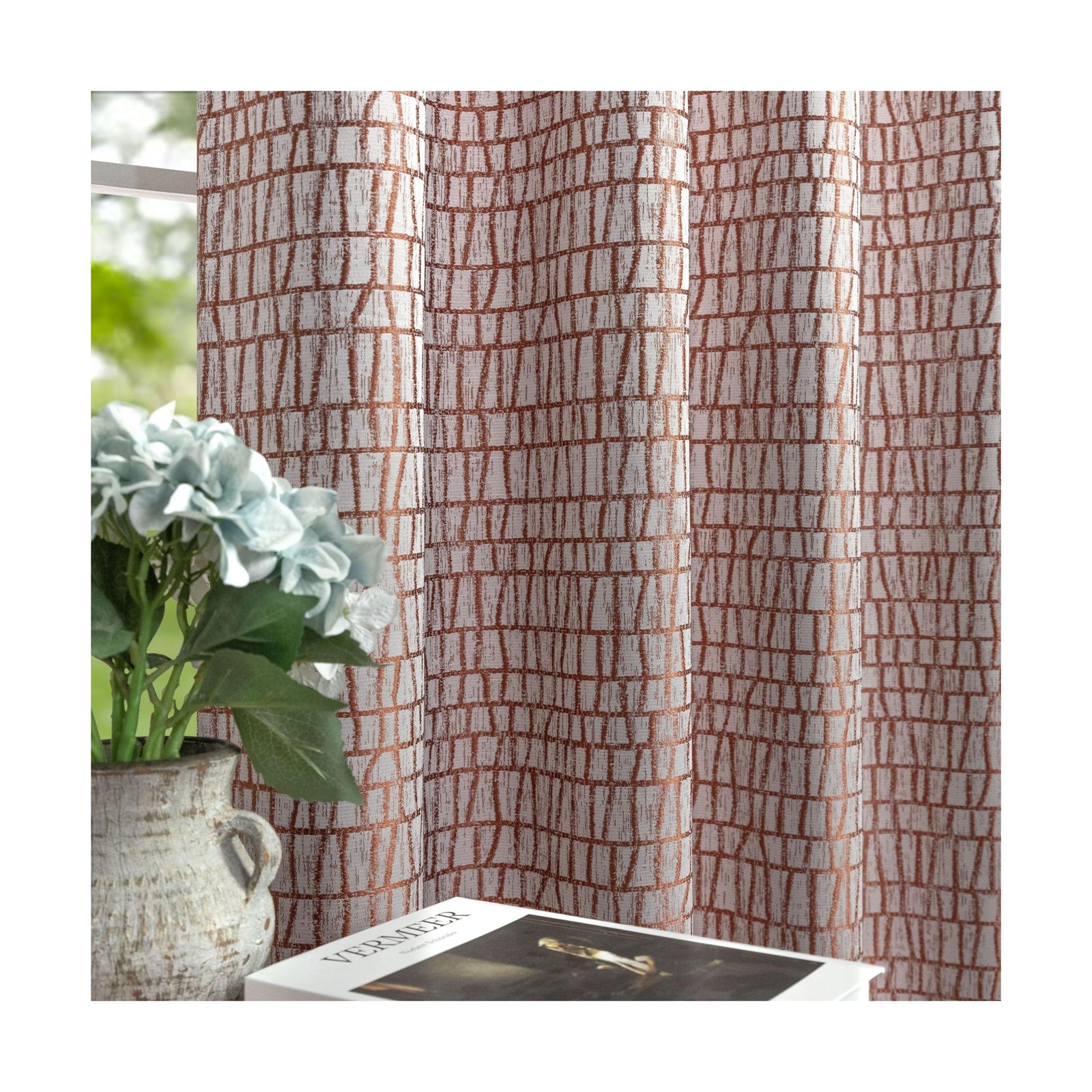 Terracotta Curtains for Living Room 90 Inch Length 2 Panels Vin… Fast USA SHIP