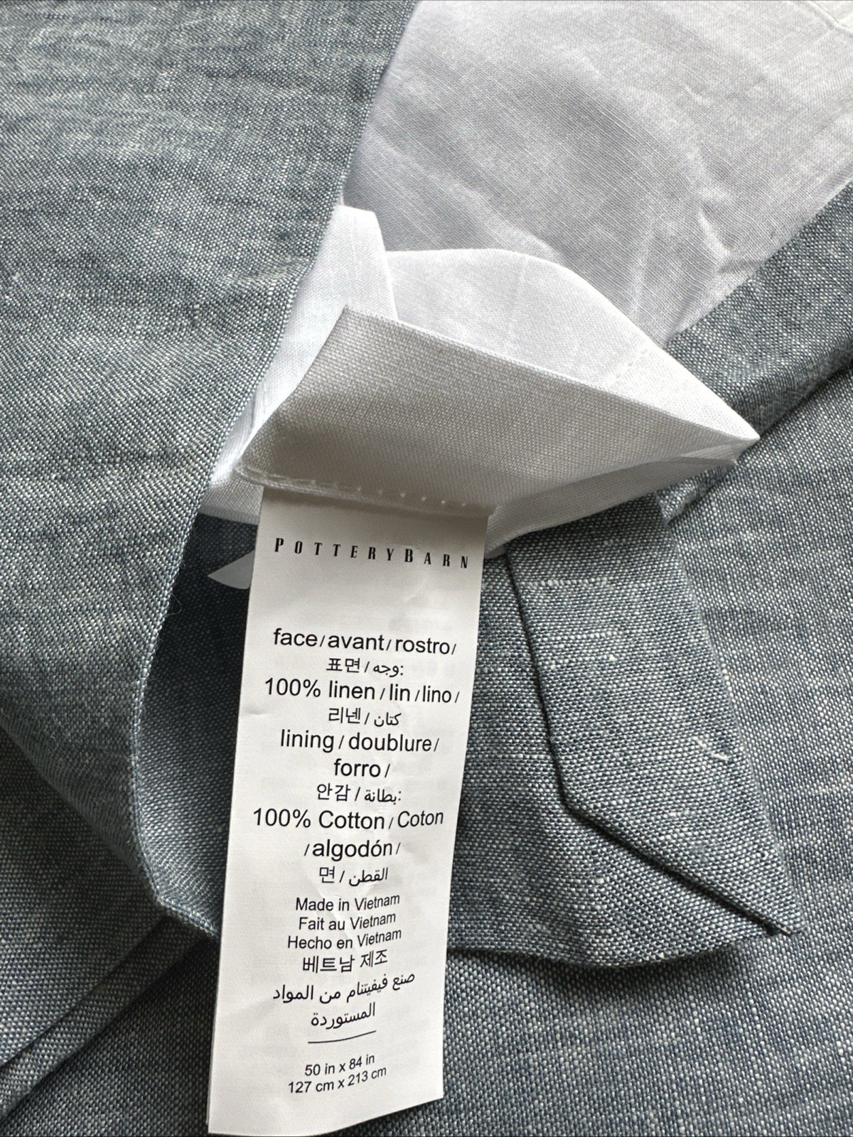 Pottery Barn Belgian Linen Blackout Curtains Set 2 50×84 Chambray Blue READ Dets