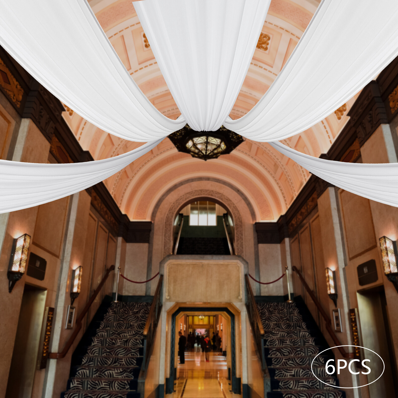 6pcs 5 x 20ft / 30 ft Premium Sheer Voile Ceiling Curtain Drapes Wedding Party