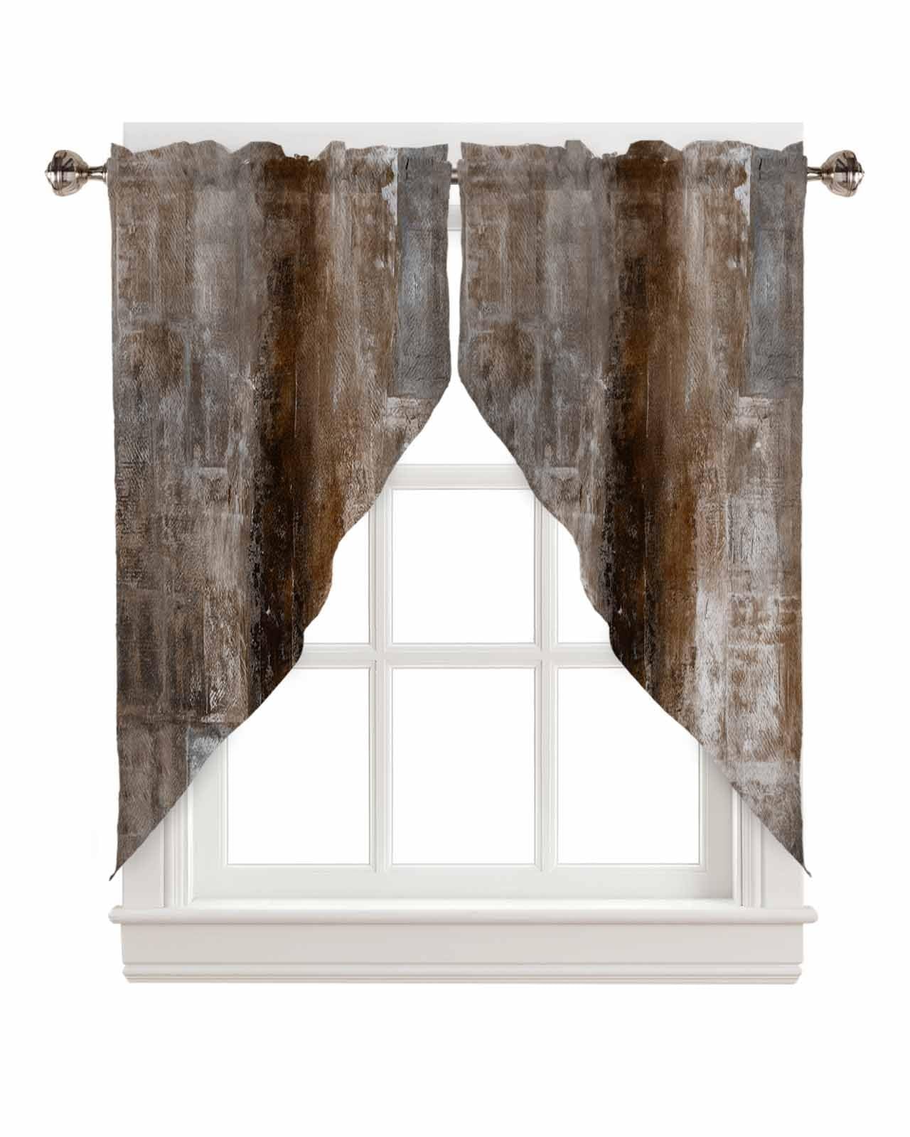 Rustic Brown Swag Curtains for Living Room/Bedroom, Oil Painting Abstract Geo…