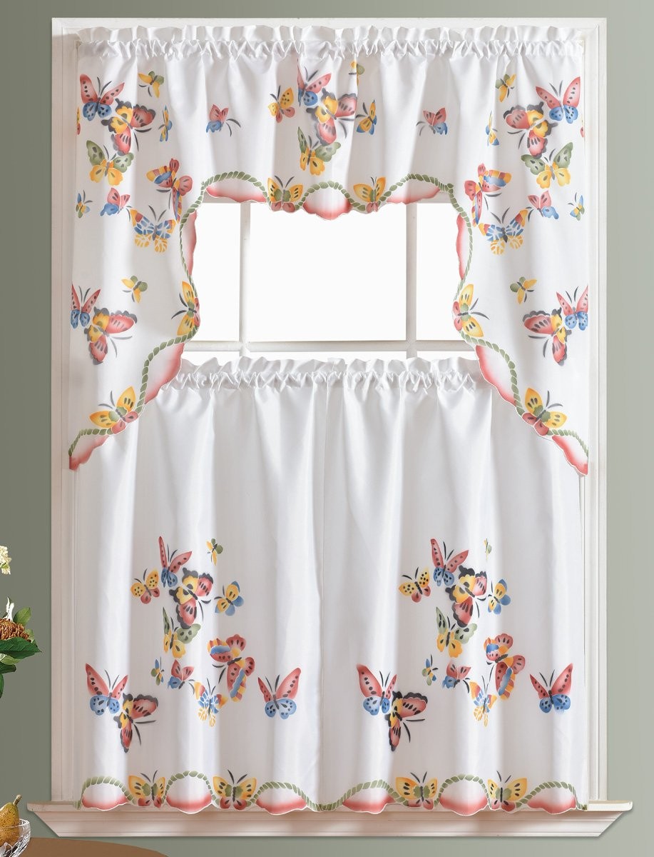 GOHD – 3pcs Kitchen Curtain/Cafe Curtain Set, -Brushed by Hand of Flying Butt…