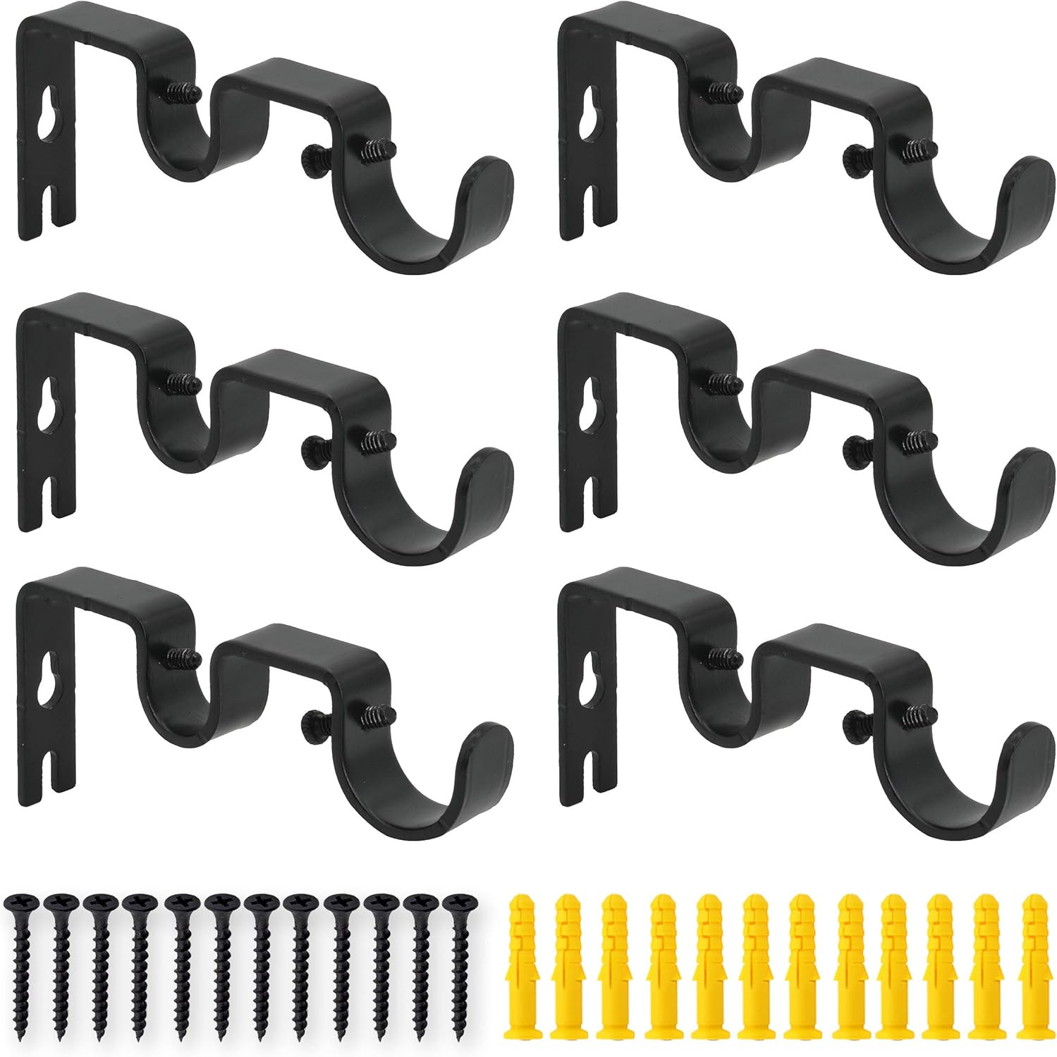 6 PCS Double Curtain Rod Bracket Heavy Duty Vintage Curtain Rod Holder