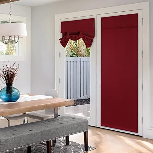 HOMEIDEAS Burgundy Blackout Door Curtains Red Privacy French Door Curtains, 26 X