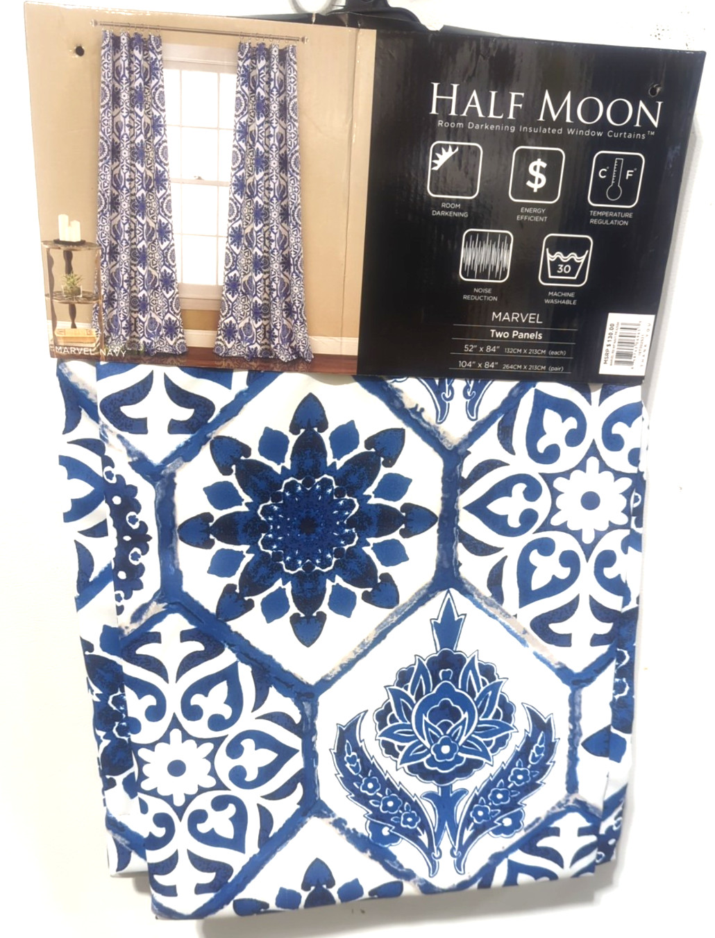 2pk 52″x84″ Light Filtering Botanical Garden Curtain Panels Navy – Lush Décor
