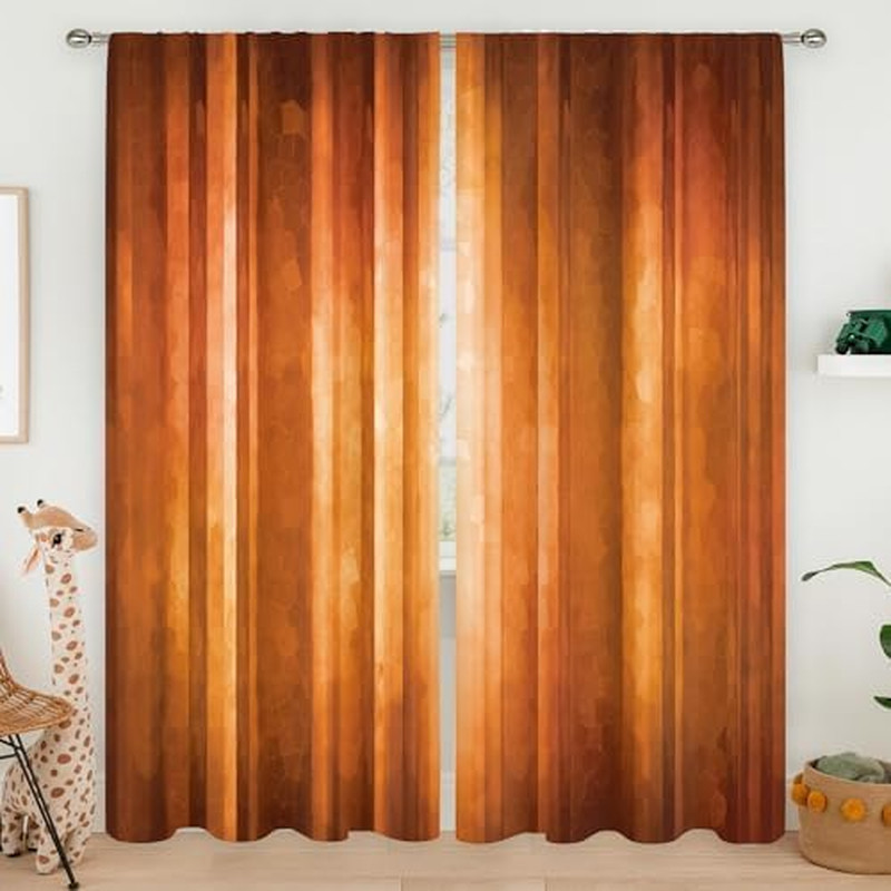 Orange Abstract Curtains 42Wx63H Inch Rod Pocket Modern Contemporary Vintage Ret