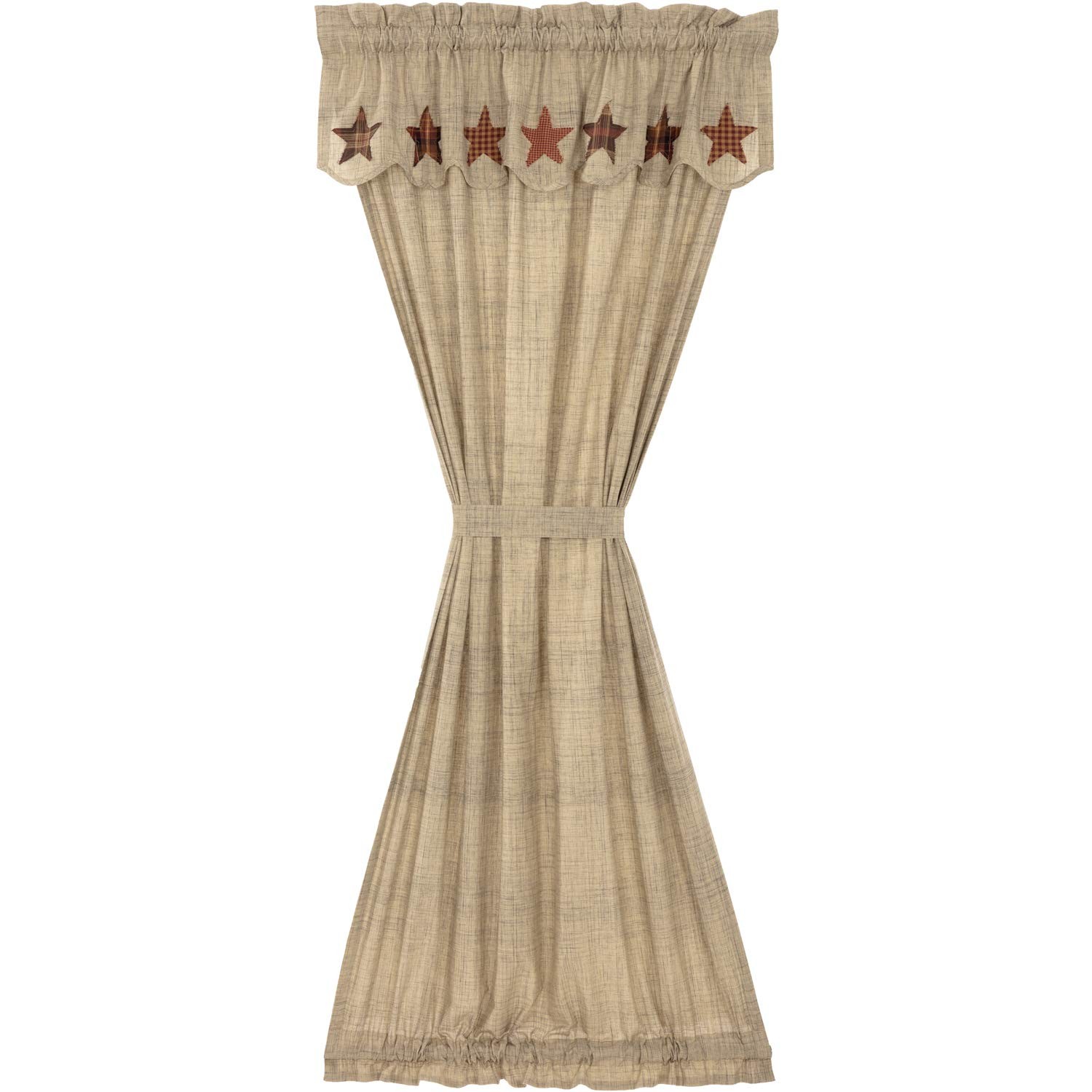 VHC Brands Abilene Star Door Panel with Attached Valance 72×40 Country Curtains,