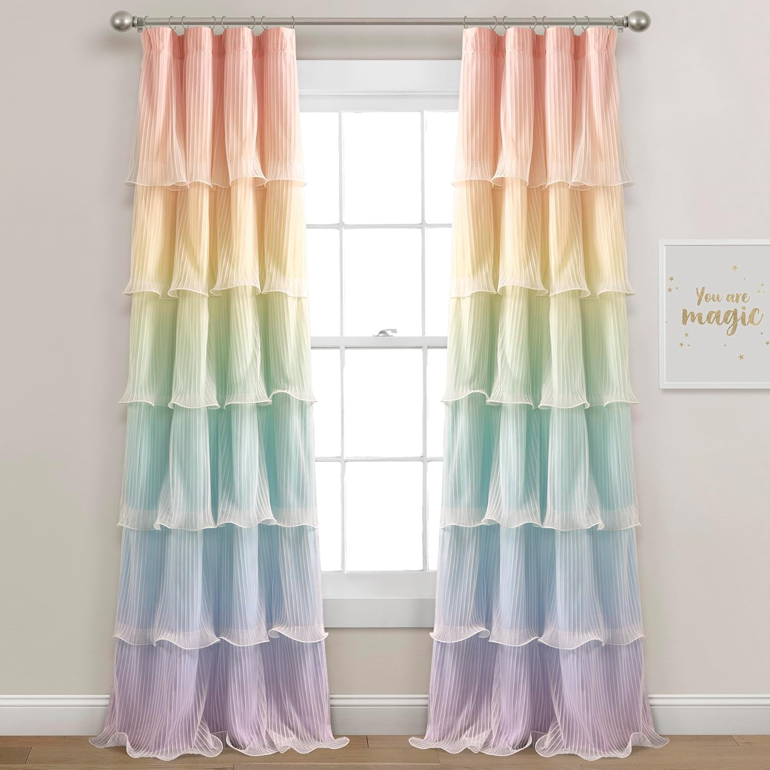 Rainbow Ombre Nerina Light Filtering Window Curtain Panels Pair 36″ W X 84″ L Ra