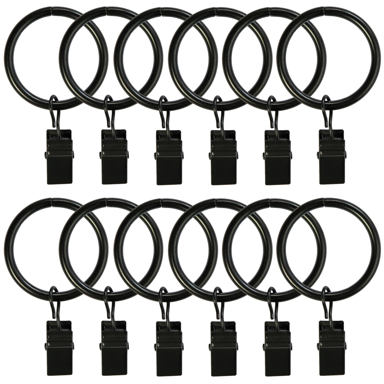 Curtain Rings w/ Clips Metal Curtain Clips Decoratice Drapery Rings 1.25″ Dia.