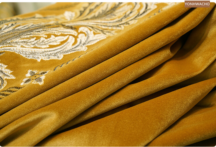 high-grade flannel gold yellow thick velvet cloth blackout curtain tulle C623*