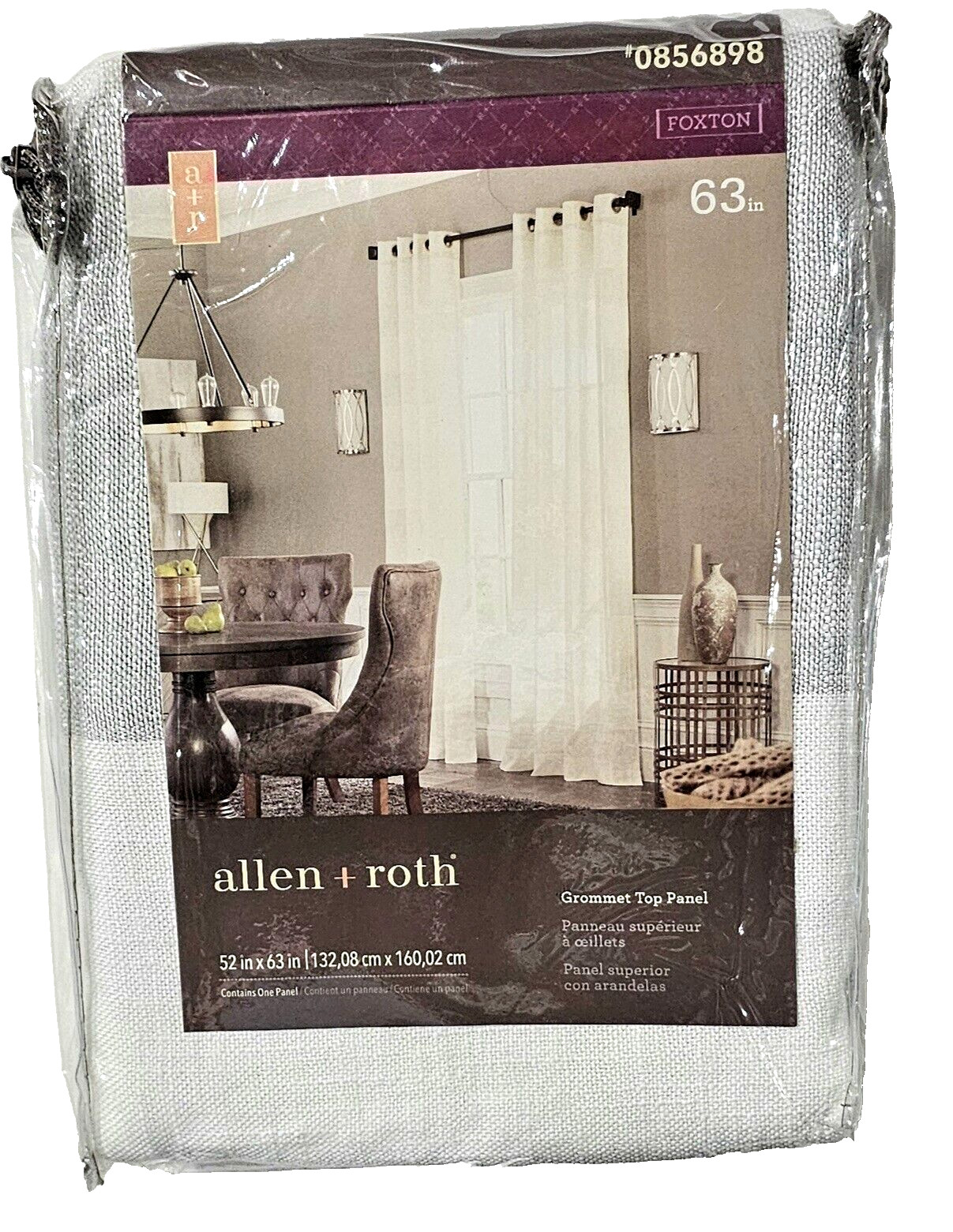 Allen Roth Grommet Top Panel 52x63in 0856898 Foxton Tan Silver Shimmer