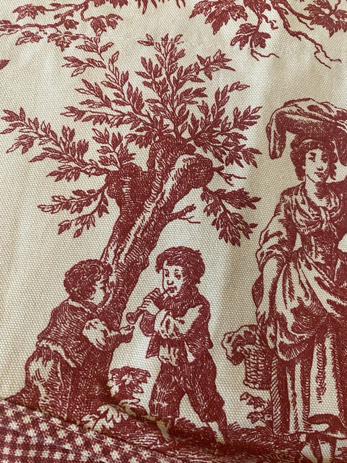 Waverly Red Toile French Country Life Valance Scalloped Layers Red Gingham