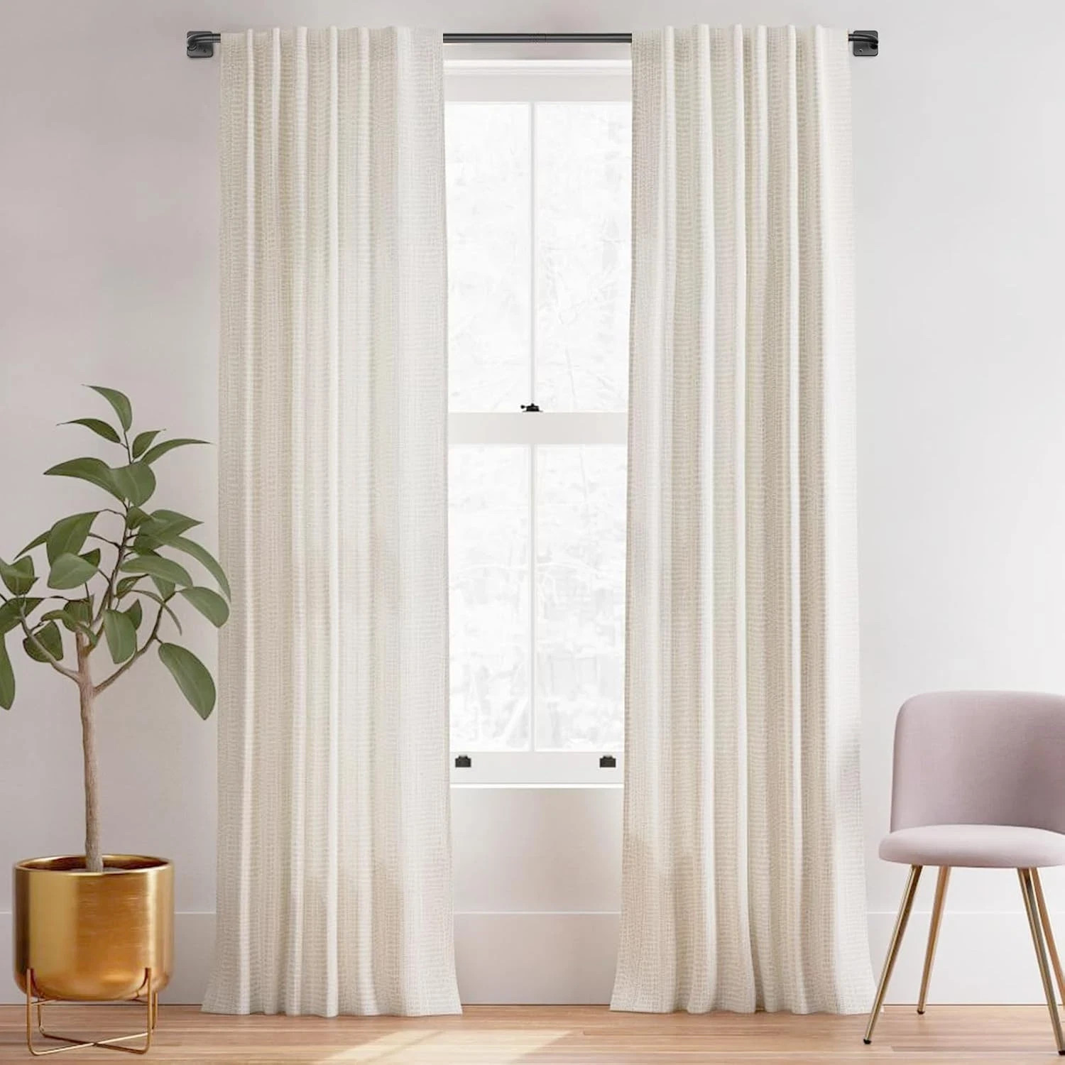 Curtain Rods for Windows 36 to 60 Inch, 5/8″ Blackout Wrap around Curtain Rod Te