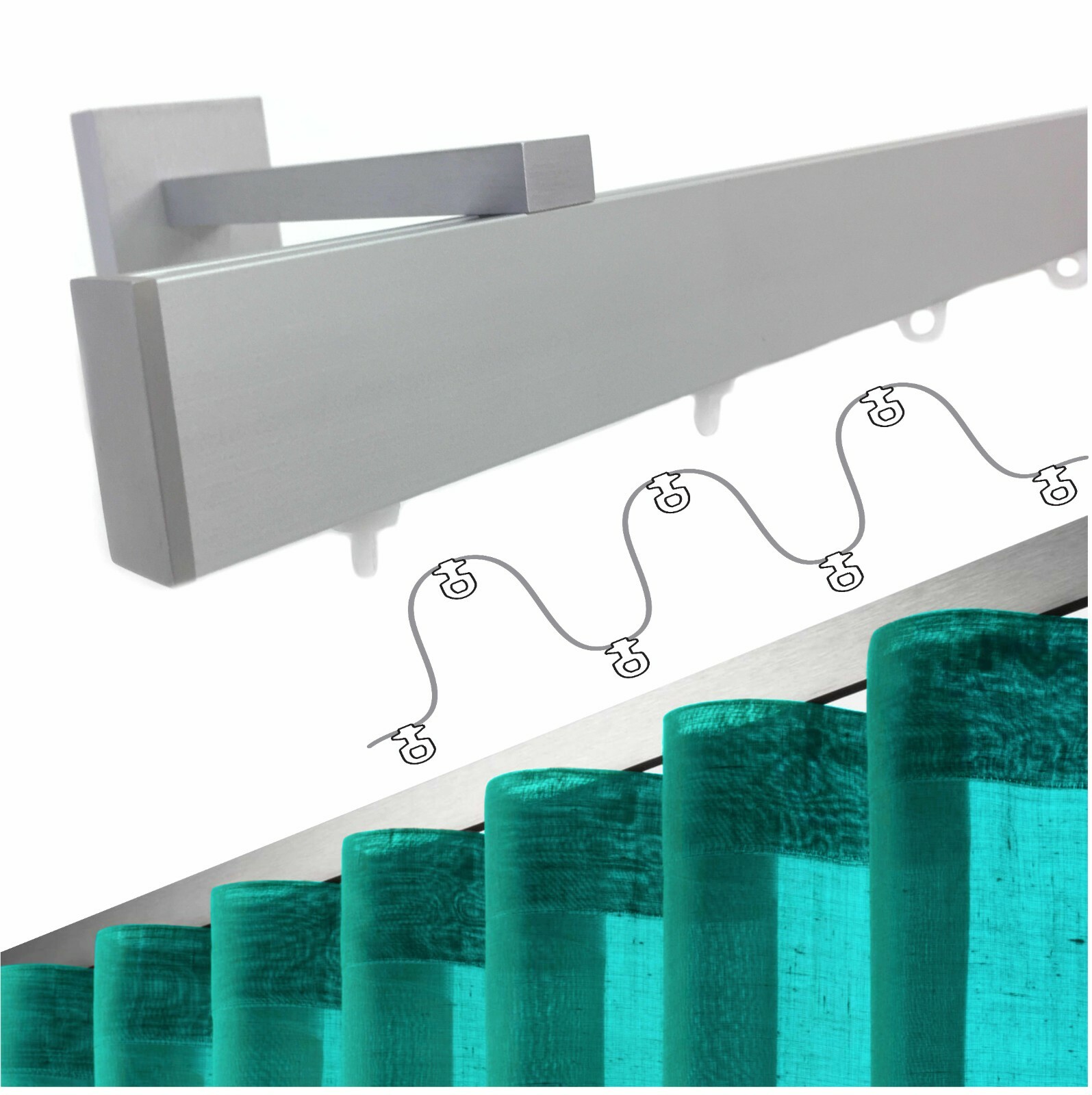 BASTONE TENDA A ONDA ACCIAIO PIATTO SUPPORTO DOPPIO BASTONI PER TENDE SOFFITTO