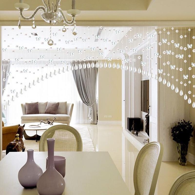 20-25 Strings Arched Crystal Curtain Butterfly Beading Wall Hanging Decor Tassel