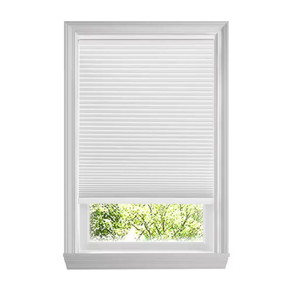 Shadow White Cordless Blackout Cellular Shades for Windows-35 In. W X 64 In. L (