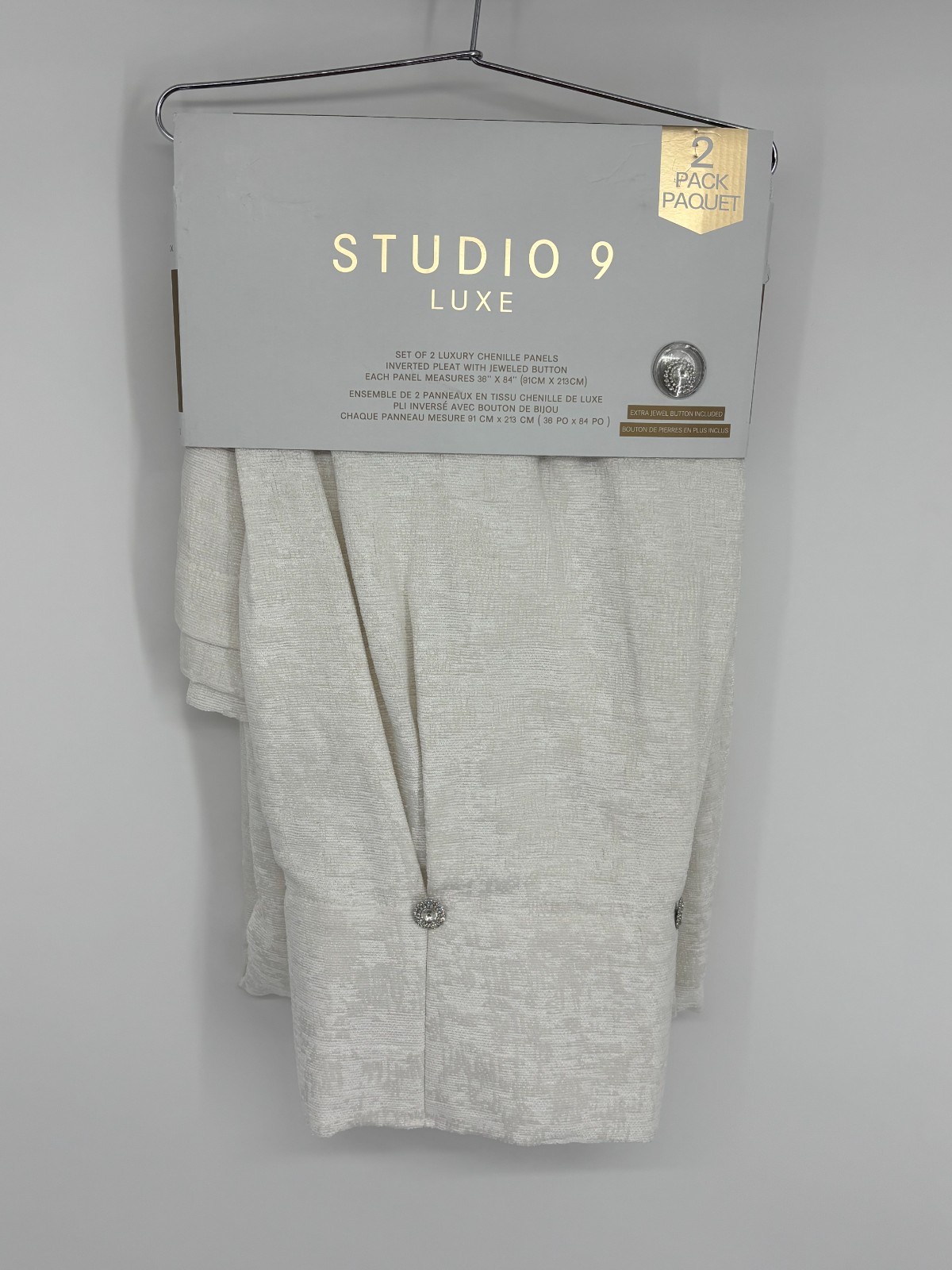 New Studio 9 Luxe 2-Pack Curtain Panels 36″ x 84″ Cream Garda Luxury Chenille