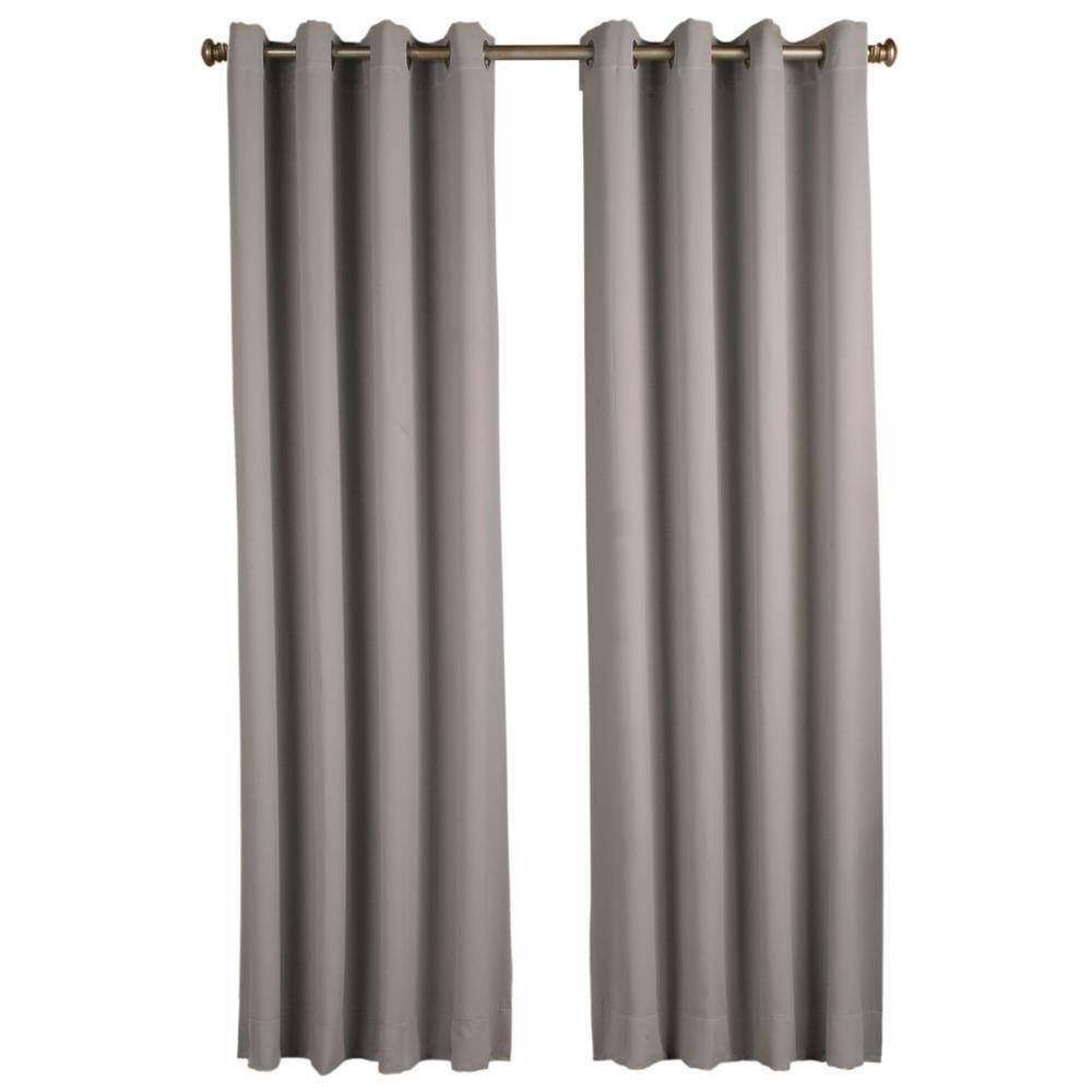 Grey Polyester Solid 56 In. W X 84 In. L Grommet Blackout Curtain