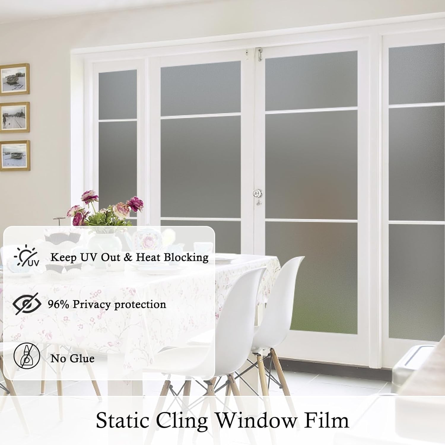 78.74» X17.73» Window Privacy Film Static Cling Isolate UV Radiation Non-Glue