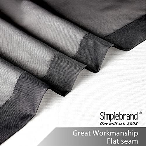 Sheer Curtains 63 Inch Length 2 Panels, Rod Pocket Solid Color 42W x 63L Black