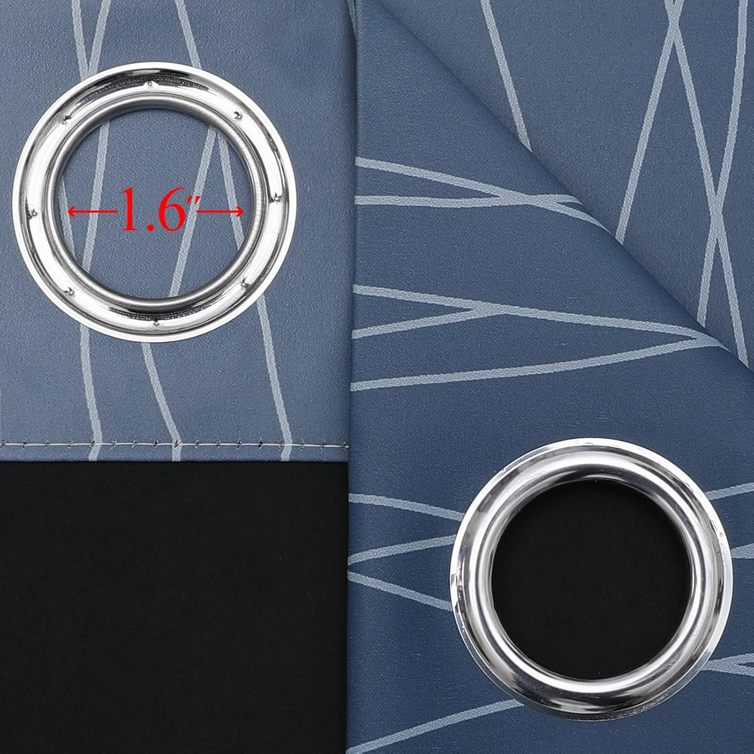 Navy Blue and Greyish White Blackout Curtains for Bedroom 84 Inches Long, Full R