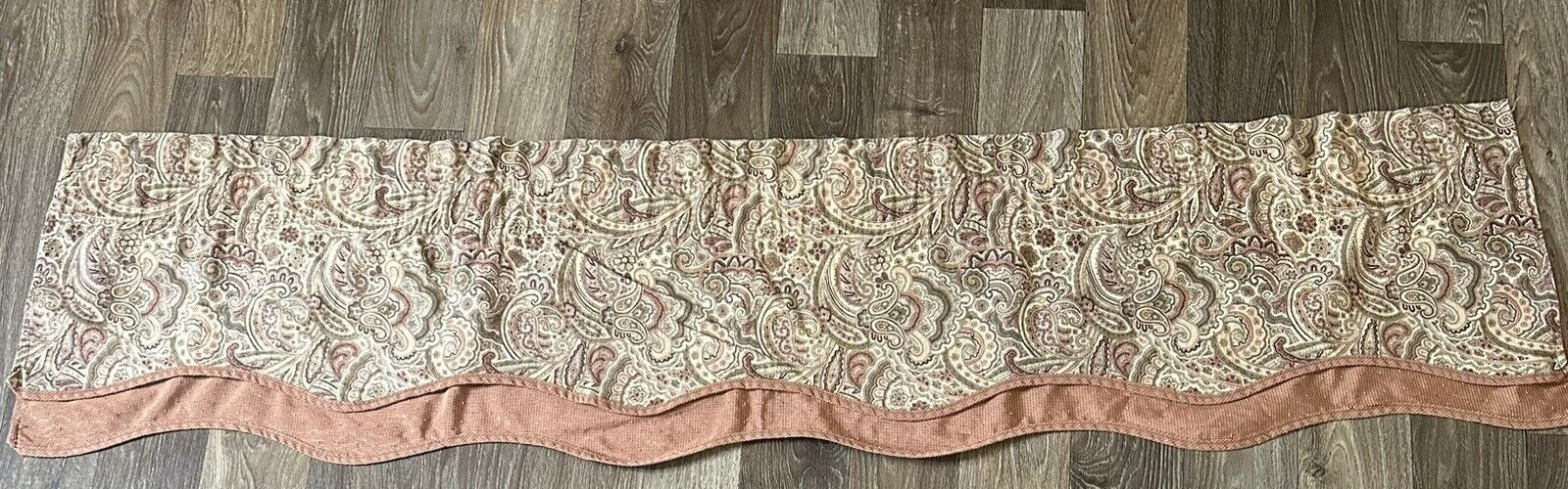 1 Window Valance Pink Green White Paisley Lined Rod Pocket 70″X16: