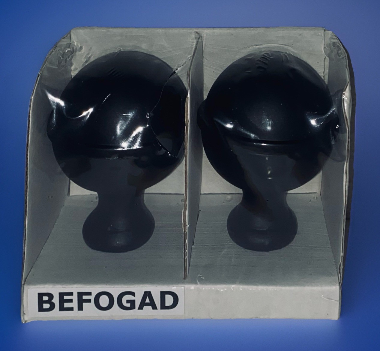 Ikea BEFOGAD 1 Pair Black Metal Spherical Finials For Curtain Rods 102.801.23