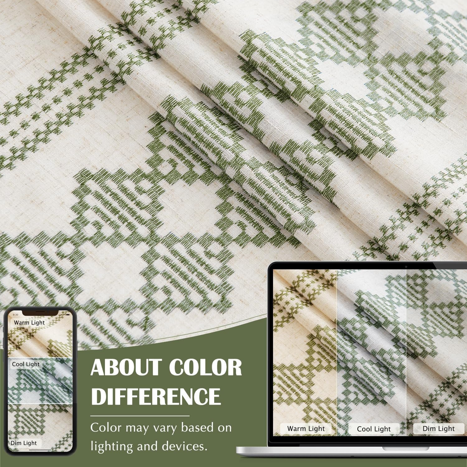 Jinchan Boho Curtains Linen Blend Beige Farmhouse Curtains 96 Inches Long for Li