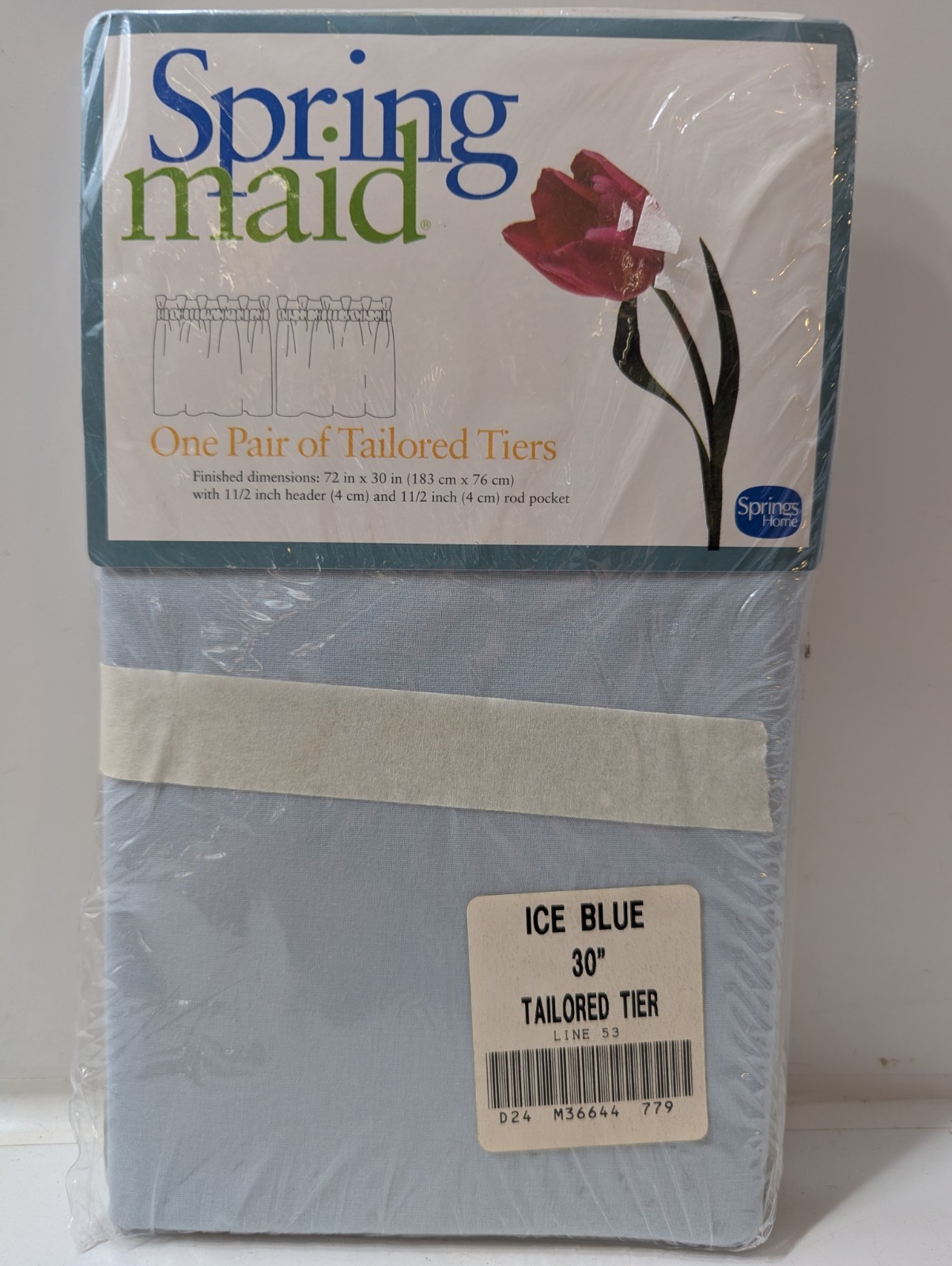 Vtg Pair Spring Maid Tailored Tiers Ice Blue 72″x30″ Curtains Window Made In USA