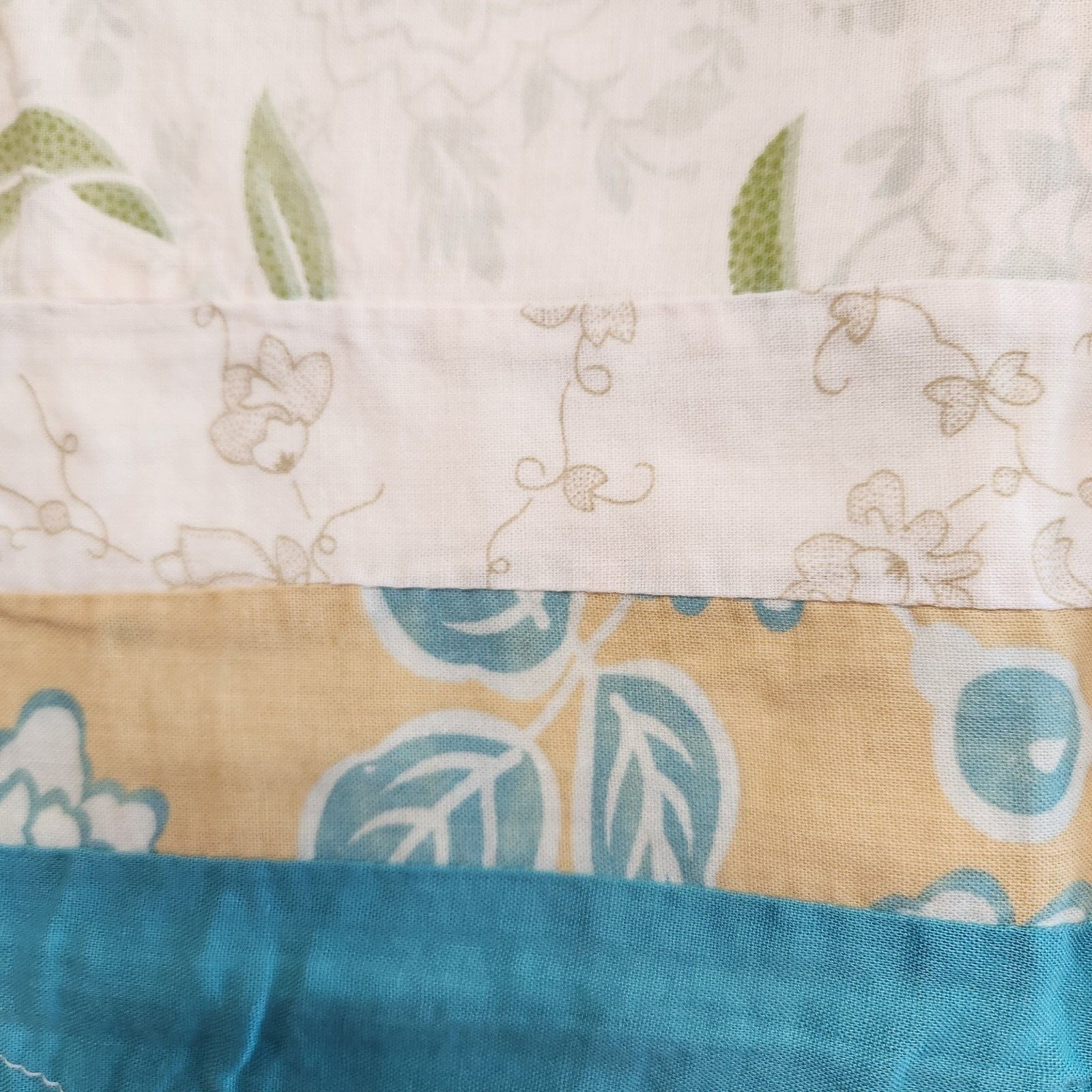 84 X 16 JCP Home Scalloped Valance Aqua Blue Yellow Green Floral «Blue Taupe»