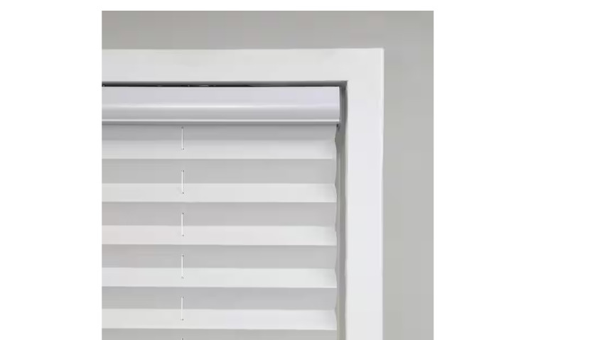 StyleWell White cordless light filtering pleated polyester shade, 47 x 64 in.